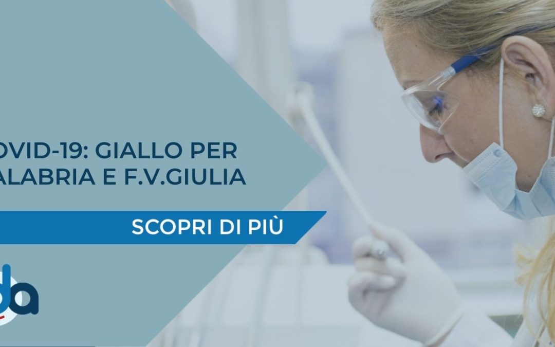 COVID-19: ZONA GIALLA PER CALABRIA E F.V.GIULIA