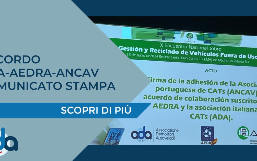 SIGLATO ACCORDO ADA-AEDRA-ANCAV – COMUNICATO STAMPA