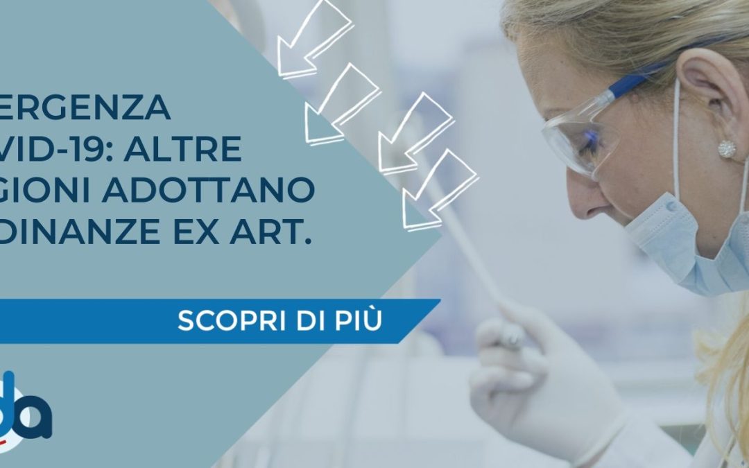 EMERGENZA COVID-19: ALTRE REGIONI ADOTTANO ORDINANZE EX ART. 191