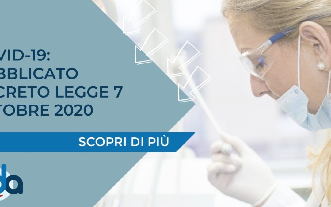 COVID-19: PUBBLICATO DECRETO LEGGE 7 OTTOBRE 2020