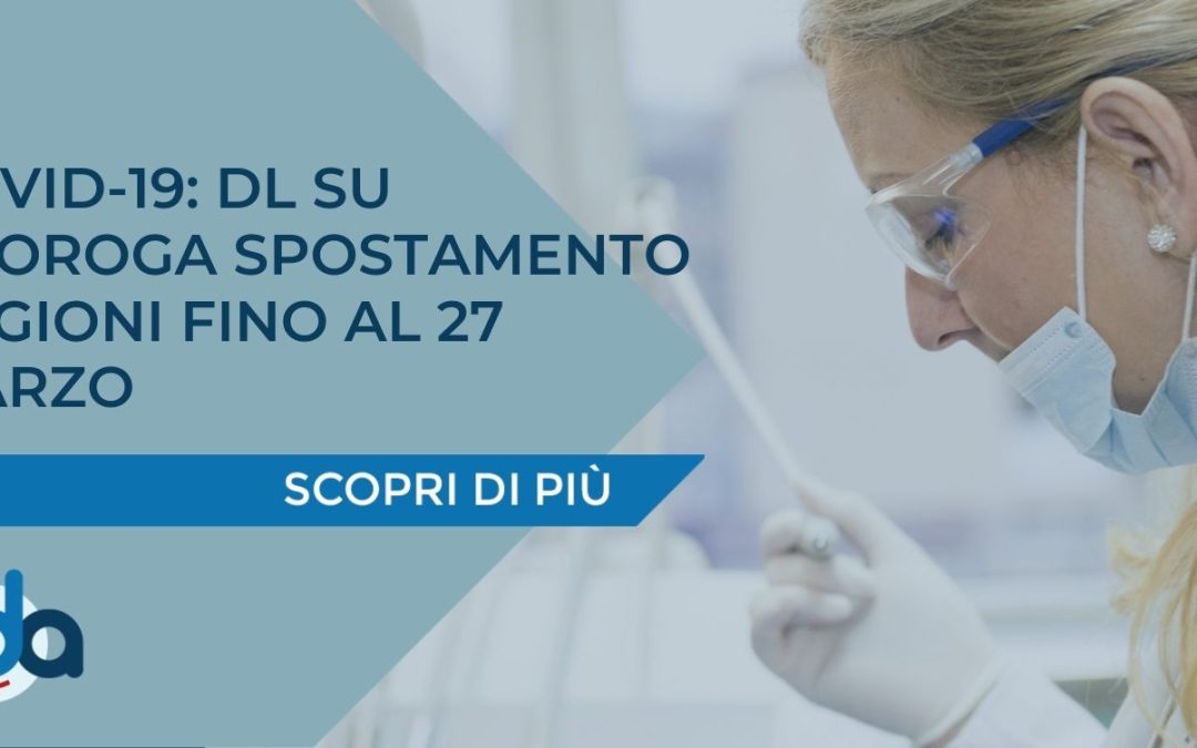 COVID-19: DL SU PROROGA SPOSTAMENTO REGIONI FINO AL 27 MARZO