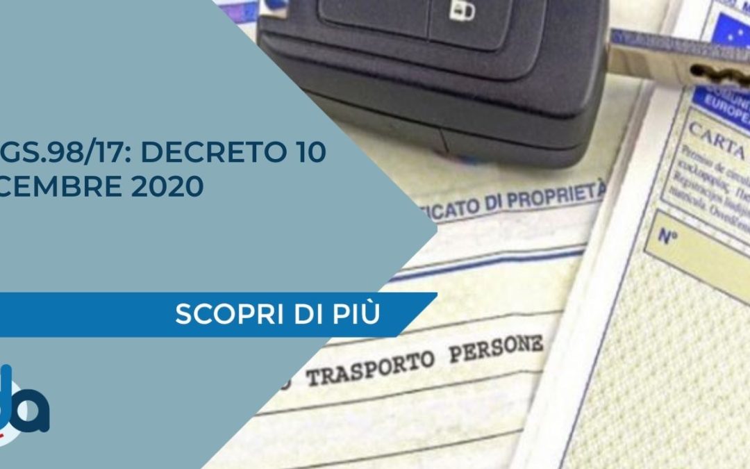 D.LGS. 98/17: DECRETO 10 DICEMBRE 2020