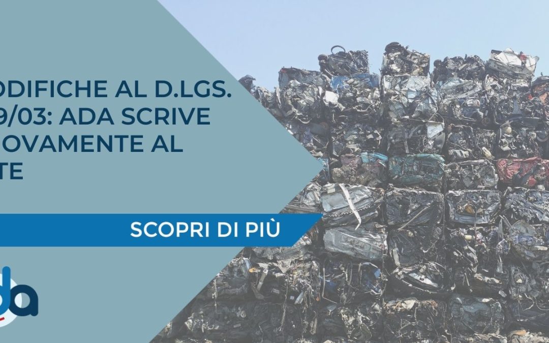 MODIFICHE AL D.LGS. 209/03: ADA SCRIVE NUOVAMENTE AL MITE