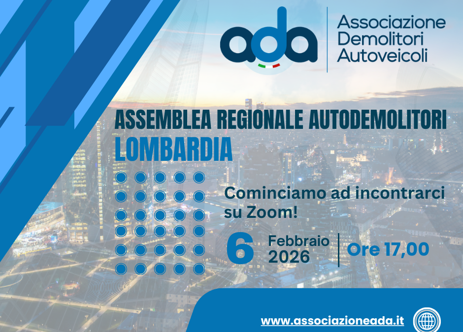 SAVE THE DATE – Assemblea regionale autodemolitori Regione Lombardia – 6 febbraio 2026