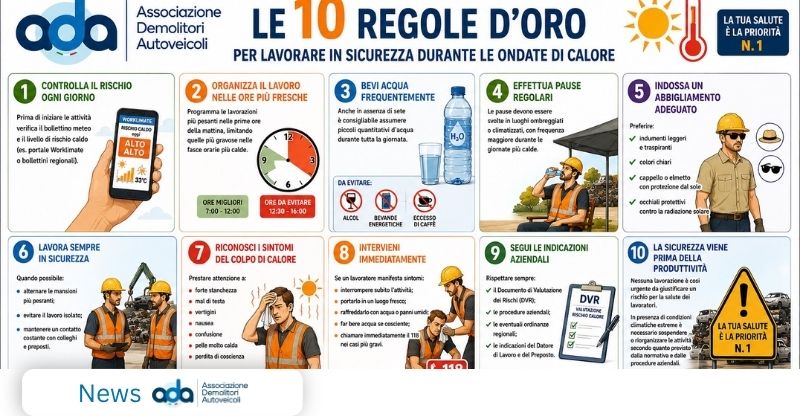 EMERGENZA CALDO – Ordinanze regionali e indicazioni operative per le imprese di autodemolizione